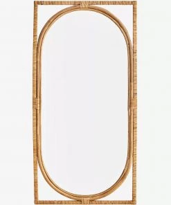 Madam Stoltz Oval Mirror With Rattan Frame Summer Collection