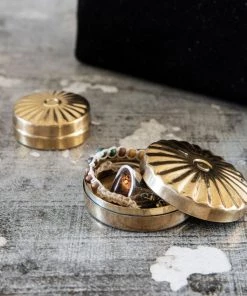 Society Of Lifestyle Mini Brass Trinket Box / Pill Box (2 Sizes)