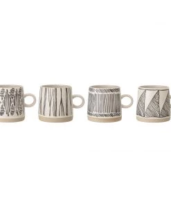 Bloomingville Eliana Black And White Stoneware Mugs