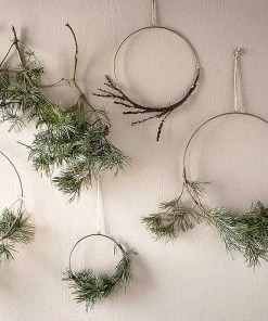 Madam Stoltz Hanging Brass Decoration Hoop - 50cm Homeware