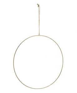Madam Stoltz Hanging Brass Decoration Hoop - 40cm