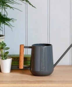 Burgon And Ball Grey Indoor Watering Can With Wooden Handle Plant Accessories & Care