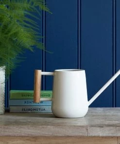 Burgon And Ball Plant Accessories & Care White Indoor Watering Can With Wooden Handle