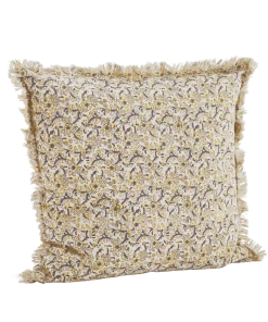 Madam Stoltz Block Printed Cushion In Sand Summer Collection