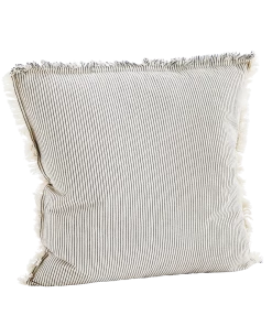 Madam Stoltz Striped Cushion With Fringes