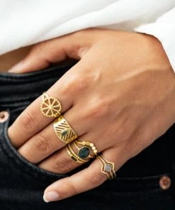 Muja Juma V-Shape Coins Gold Plated Ring 4190