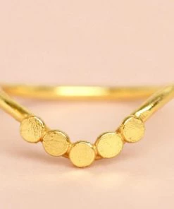 Muja Juma V-Shape Coins Gold Plated Ring 4190