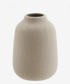 Madam Stoltz Homeware Stoneware Vase In Matt Grey