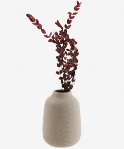 Madam Stoltz Homeware Stoneware Vase In Matt Grey