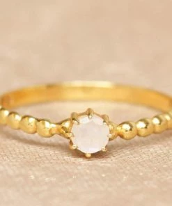 Muja Juma Bubble Detail Moonstone Gold Plated Ring 4216-1 Women's Jewellery