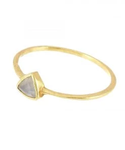 Muja Juma Triangle Moonstone (set Of 2) Gold Plated Rings 4117