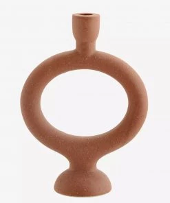 Madam Stoltz Stoneware Circular Candlestick Holder