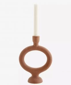 Madam Stoltz Stoneware Circular Candlestick Holder