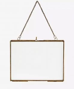 Madam Stoltz Hanging Landscape Brass Photo Frame (Beaded, 2 Sizes)