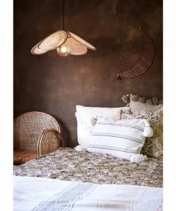Madam Stoltz Summer Collection Rattan Linen Ceiling Lamp
