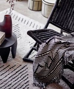 Bloomingville Summer Collection Gutte Black / Ecru Patterned Recycled Cotton Throw