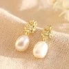 Lisa Angel Women's Jewellery Gold Organic Pearl Drop Earrings