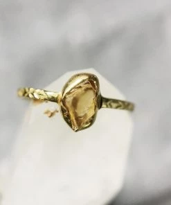 Muja Juma Women's Jewellery Citrine November Birth Stone Gold Plated Ring 4339