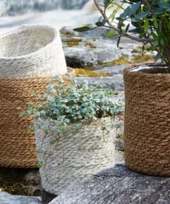 Wikholmform Belle Lined Natural Dark Seagrass Plant Pot (3 Sizes)