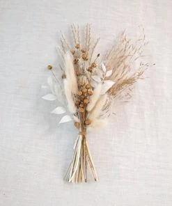 From Victoria Shop Mixed Dried Flower Mini Posy - Beige & White