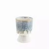 Madam Stoltz Plant Pots Mini Stoneware Plant Pot With Reactive Blue/White Glaze