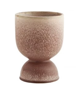 Madam Stoltz Powder Pink/Brown Stoneware Plant Pots - 3 Sizes