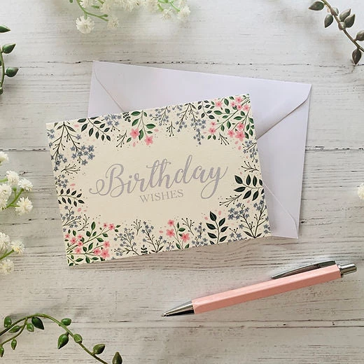 Becky Amelia Stationery & Prints Pink & Blue Wild Meadow ‘Birthday Wishes’ Greetings Card 3 Becky Amelia Stationery & Prints Pink & Blue Wild Meadow ‘Birthday Wishes’ Greetings Card