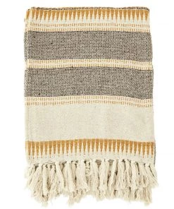 Madam Stoltz Summer Collection Pattern Woven Throw With Fringe Detail