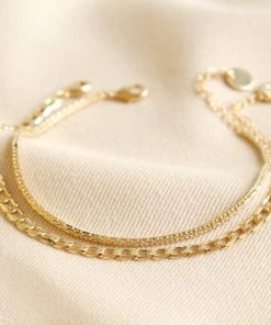 Lisa Angel Set Of 2 Gold Chain Bracelets