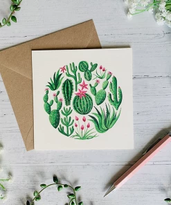 Becky Amelia Square Cacti Greetings Card Stationery & Prints