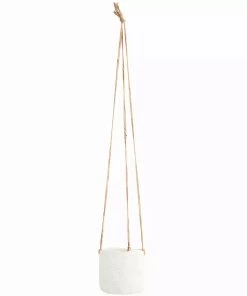 Madam Stoltz Off-White Hanging Stoneware Flower Pot / Hanging Planter