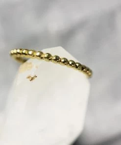 Muja Juma Slim Single Dots Stacker Gold Plated Ring 4204