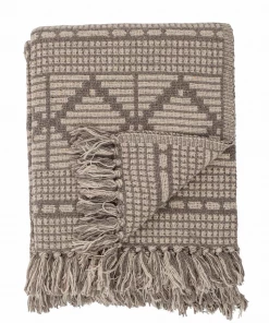 Bloomingville Kicki Grey / Neutral Patterned Recycled Cotton Throw