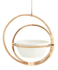 Madam Stoltz Bamboo Cane Hanging Planter With Metal Pot Summer Collection