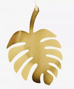 Madam Stoltz Summer Collection Hanging Brass Gold Monsterra Leaf