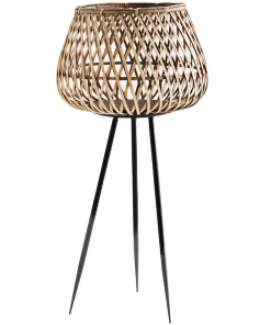 Madam Stoltz Bamboo Planter On Metal Stand Summer Collection