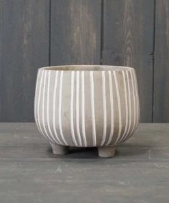 Rosefields Small Grey Humbug Stripe Plant Pot Plant Pots