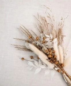From Victoria Shop Mixed Dried Flower Mini Posy - Beige & White