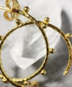 Muja Juma Women's Jewellery Dotted Hoop Earrings 1274 - Gold Or Silver