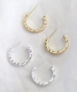 Lisa Angel Women's Jewellery Small Hammered Hoop Earrings