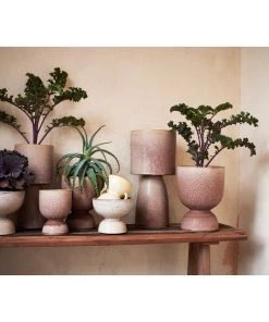 Madam Stoltz Powder Pink/Brown Stoneware Plant Pots - 3 Sizes 7 Madam Stoltz Powder Pink/Brown Stoneware Plant Pots - 3 Sizes