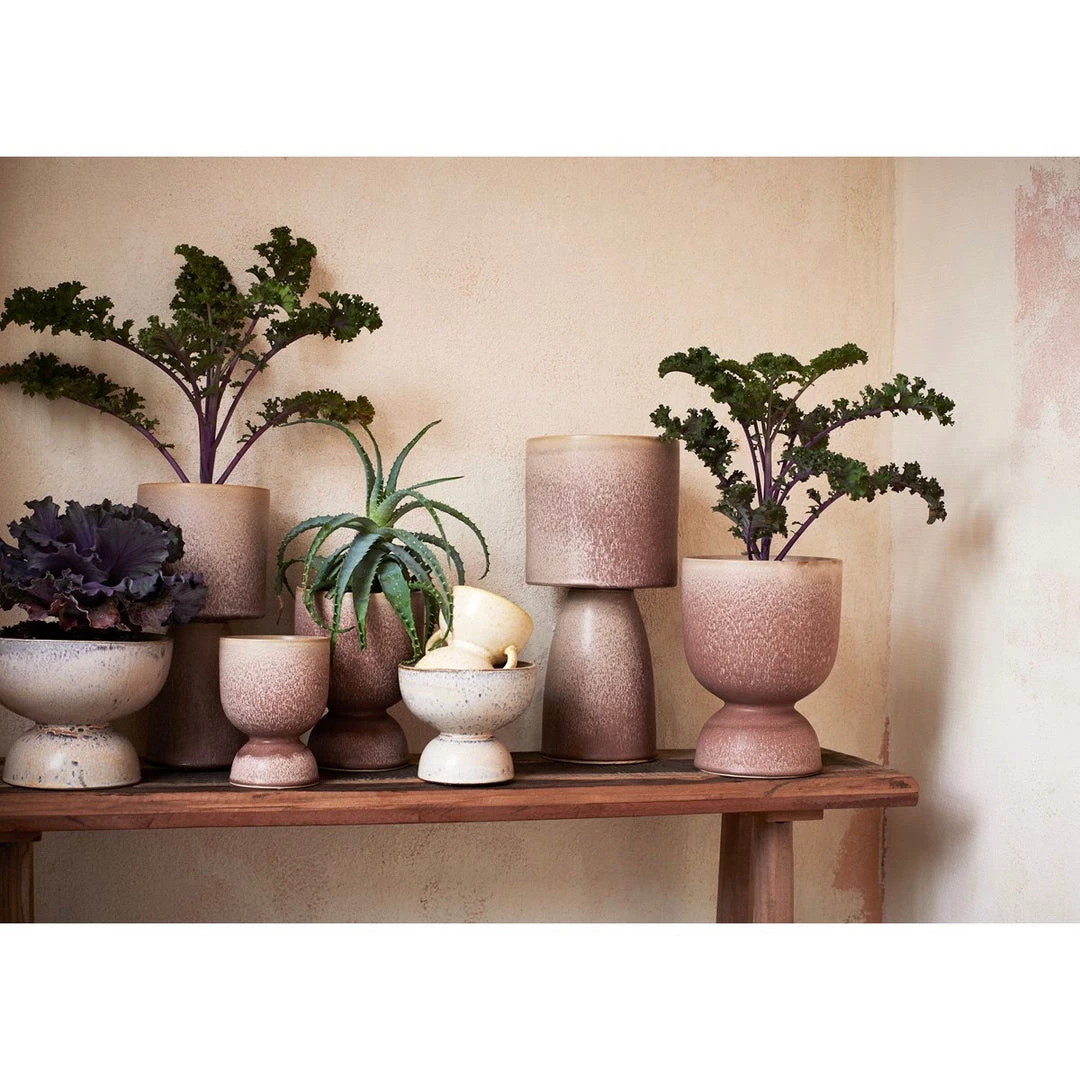 Madam Stoltz Powder Pink/Brown Stoneware Plant Pots - 3 Sizes 5 Madam Stoltz Powder Pink/Brown Stoneware Plant Pots - 3 Sizes