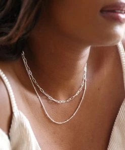 Lisa Angel Rectangle Chain Necklace (Gold Or Silver)