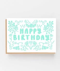 Lomond Paper Co Stationery & Prints Happy Birthday Folk Green Greetings Card