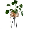 Madam Stoltz Bamboo Planter On Metal Stand Summer Collection