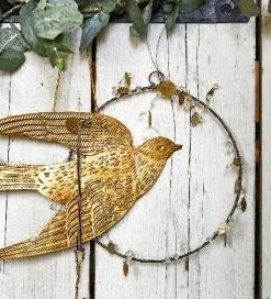 De Weldaad Homeware Brass Wreath Leaf Decoration