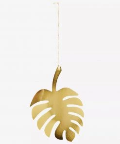 Madam Stoltz Summer Collection Hanging Brass Gold Monsterra Leaf