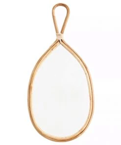 Madam Stoltz Summer Collection Oval Mirror With Bamboo Frame