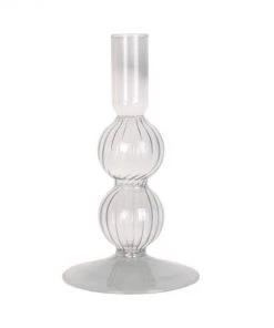 Present Time Glass Swirl Bubbles Candlestick (2 Colours) Candles & Room Scents