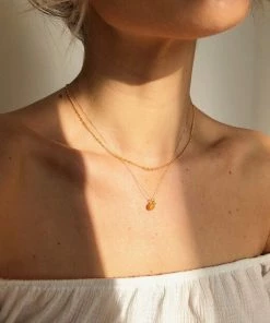 Lisa Angel Summer Collection Orange Pendant Gold Necklace